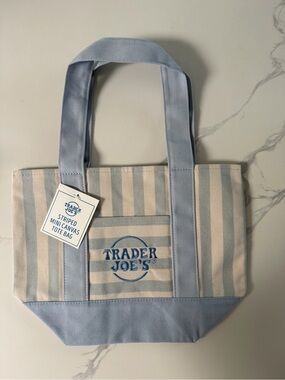 Trader Joe’s Blue & Cream Striped Mini Tote Bag